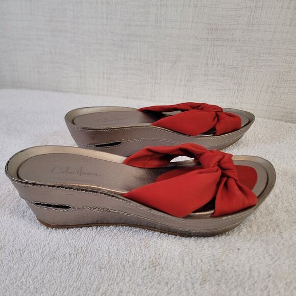 Cole Haan Sandals Women 6.5 Red Platform Wedge Slip On Platform Air Sole EUC - Picture 5 of 10